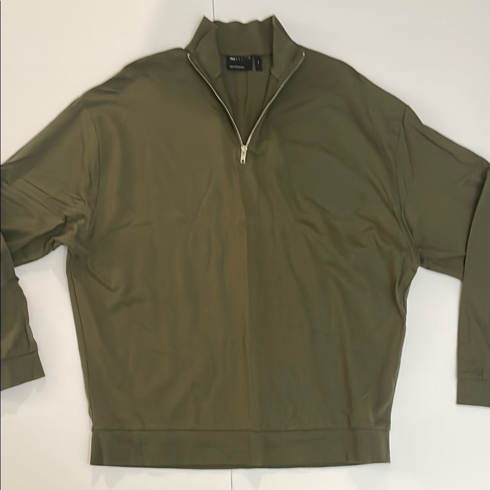ASOS Green Zip Up Sweater with Stand Collar